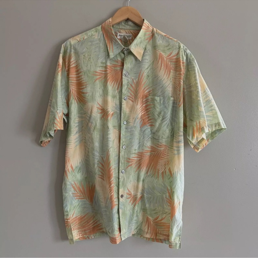 Vintage Norm Thompson Hawaiian Print Shirt Large Made In USA 100% Cotton Lawn